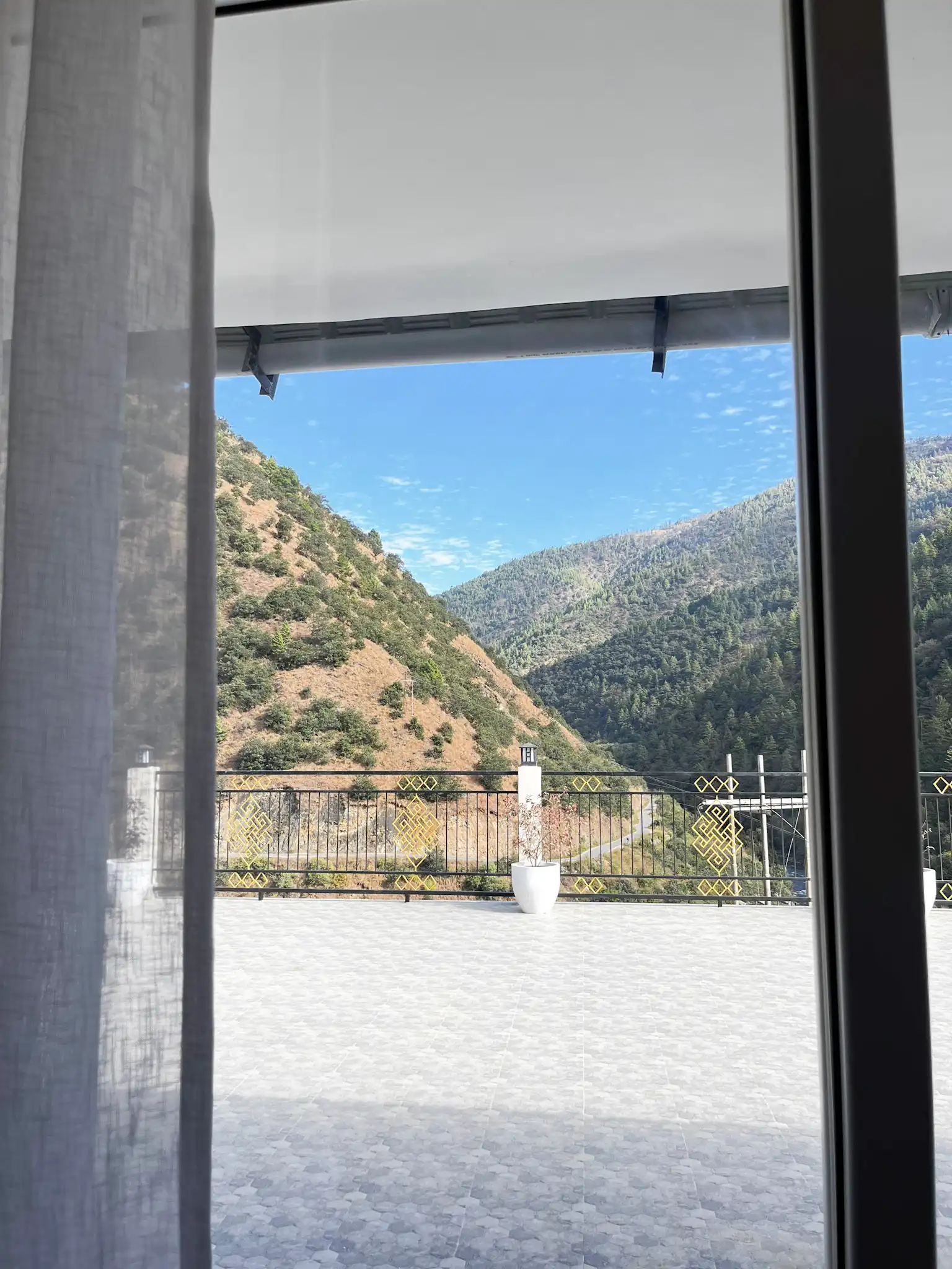 Private balcony with mountain view